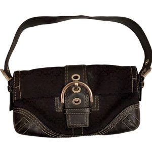 COACH Signature Black Soho Shoulder Bag with Buckle